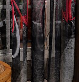 Cortinas de tul transparente de tela de lino y algodón suave para ventana de bicicleta de dormitorio, cortinas para cocina, cortinas de tul, 1 ud.: red bicycle / w100  x  h270cm