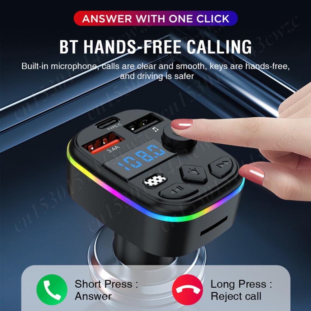 Auto Fm Zender Auto Mp3 Speler Bluetooth5.3 Ondersteuning Tf Kaart U Schijf Handsfree Mp3 Speler Radio Mp3 Speler Adapter Autolader