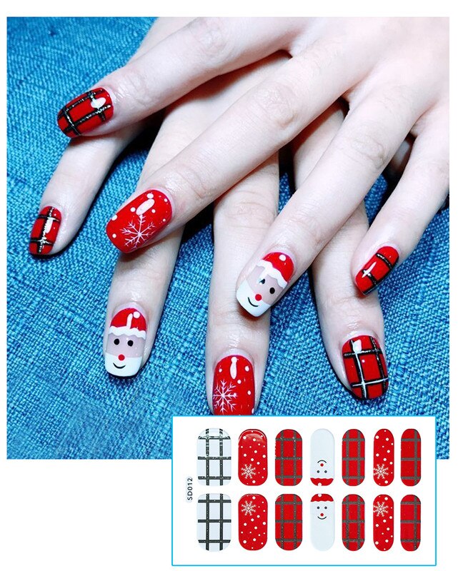 Père noël Elk ongle autocollant noël ongles décor joyeux noël décor noël Navidad bonne année: 12