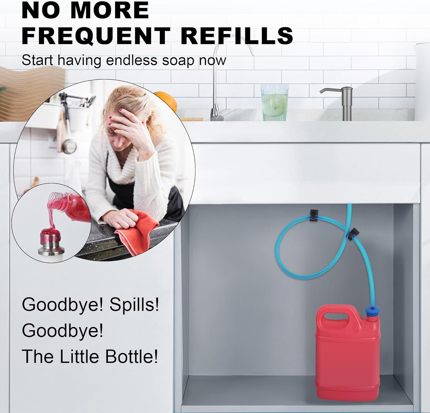 Kitchen Sink Soap Dispenser Stainless Steel HauSun Countertop Pump Head with Extension Tube Kit Extra Long Hose