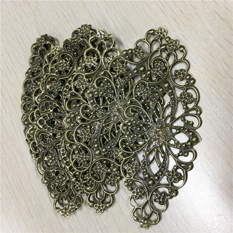 Metal Cabochon Filigree Hollow Flower Wraps Flatback Embellishments Scrapbooking For DIY Handmade Crafts,30PCs