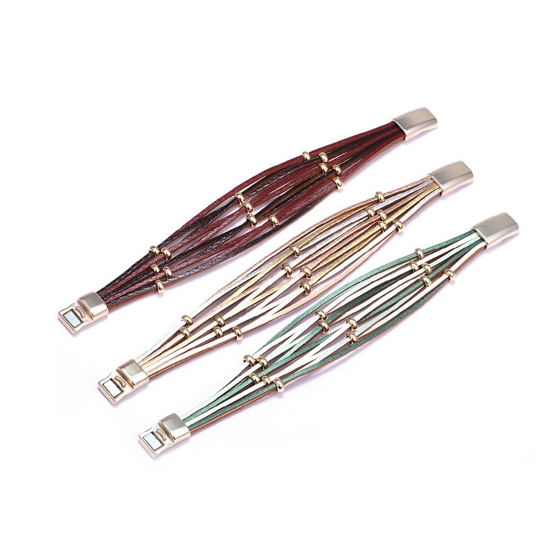 Feminino mão acessórios 10 multi camada vento pulseira de couro ampla envoltório pulseira femme ímã fivela jóias presente 2020