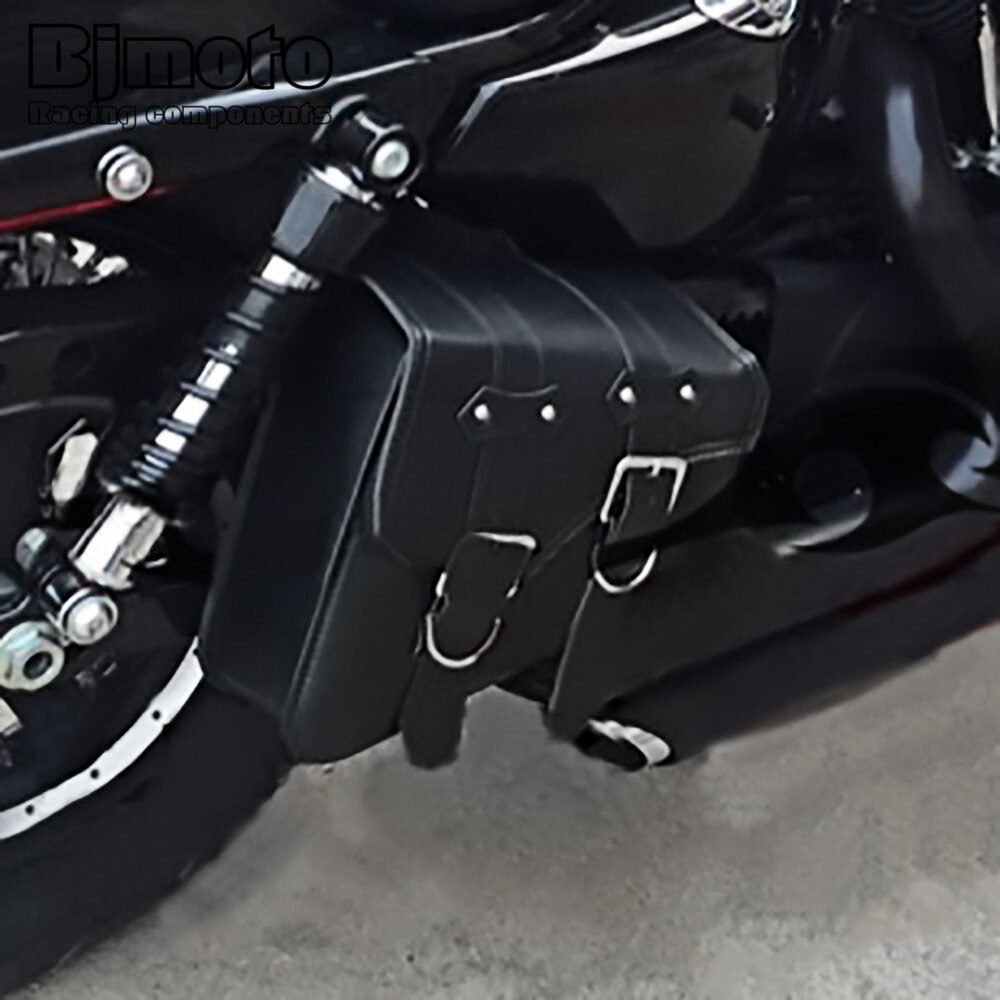 Bjmoto pu læder motorcykel værktøj sadeltasker universal sidetasker bagage vandtæt chopper bobber cruiser atv tank taske