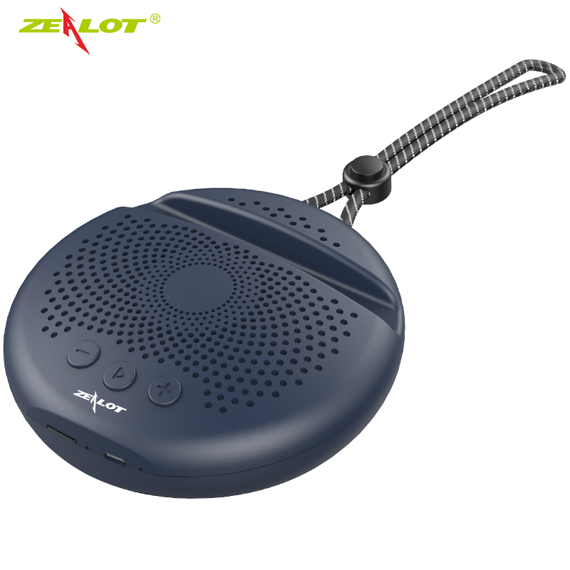 ZEALOT S24 Mini Altavoz Bluetooth al aire libre inalámbrico portátil lindo cordón redondo altavoces HiFi FM Radio titular de la tarjeta TF permitir: Dark Blue
