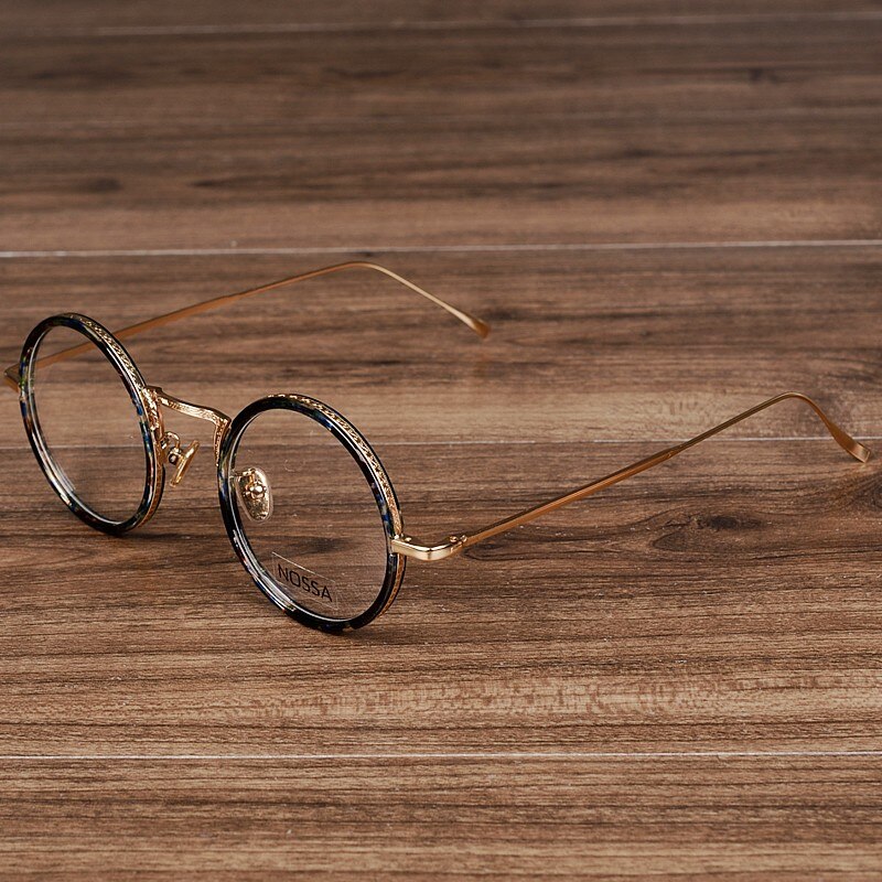 Nossa kvinnor & herr runda glasögon kvinnliga transparenta glasögon vintage rosa guld optiska glasögon ramar: Blommig