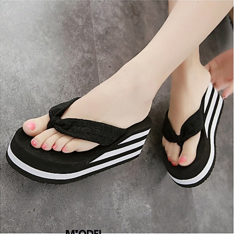 Ladies Wedges Slippers High Platform Flip Flops Women Summer Slippers High Heels Slipper Beach Wedges Sandals Flipflops