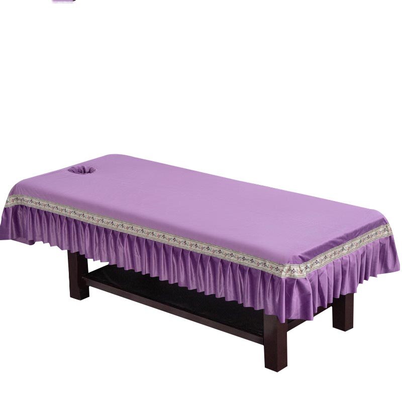 Wysokiej jakości holenderski kaszmirowy salon kosmetyczny pościel spa masaż łóżko zabiegowe stół arkuszy pełna pokrywa z spódnica: Fioletowy