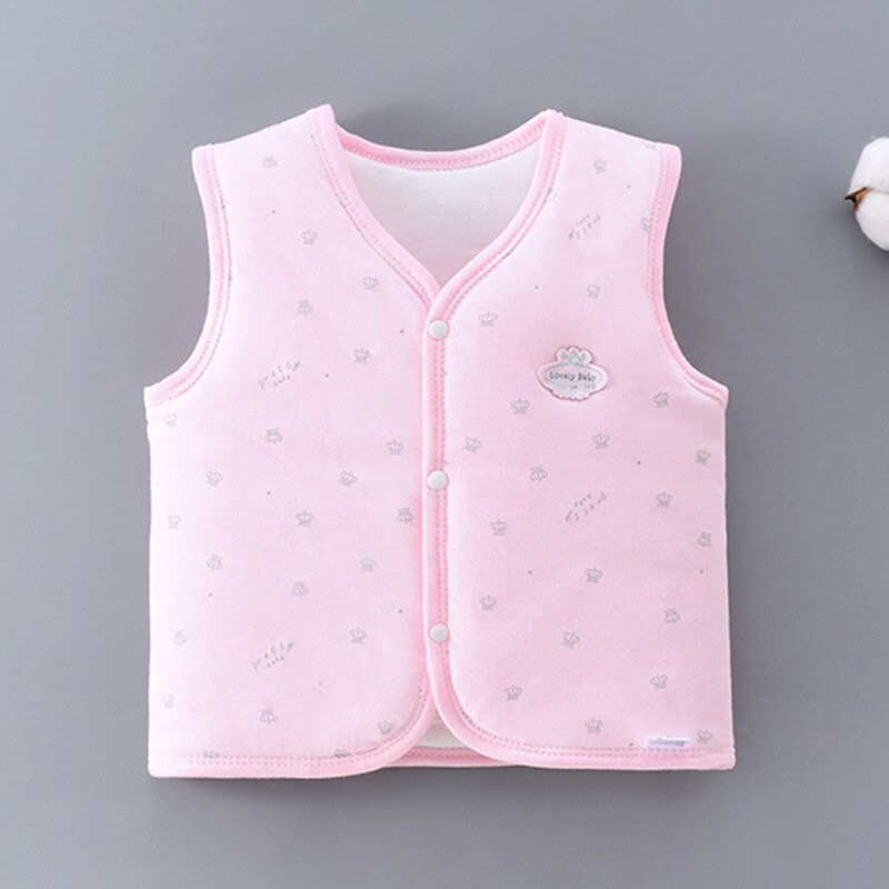 3 6 9 12 18 meses bebé chalecos de invierno sin mangas chaquetas cálidas sin mangas para niñas ropa de bebé chaleco infantil: Rosa / 6 to 12 Months