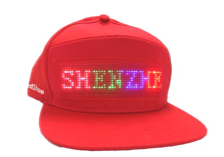 Iledshow Led Usb Oplaadbare Led Lichtgevende Cap Led Light Digitale Scrolling Bericht Led Hoeden: Red hat