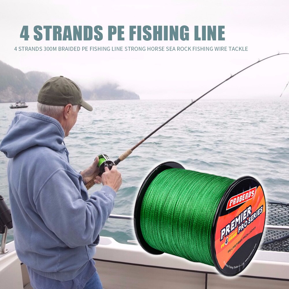 Pro beros 4 strengen gevlochten pe vislijn sterke paardenzee rots visdraad multifilament vislijn glad 300m