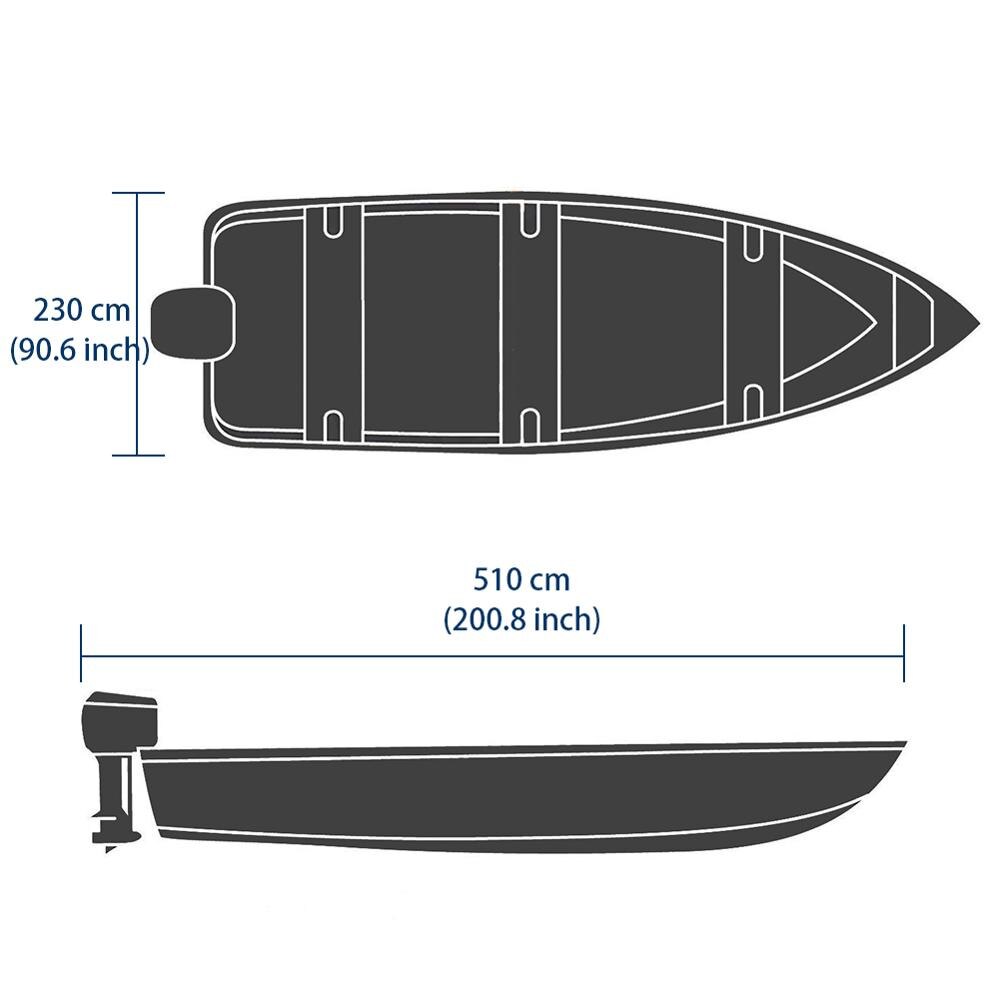 Heavy Duty 210D Marine Grade Polyester Canvas Trailerable Waterproof Boat Cover Fits V-Hull Tri-Hull Runabout Boat Cover: 14-16ft