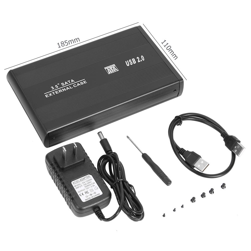 Ekstern 3.5 tommer ssd harddisk kabinet 5- gbps usb 3.0 to sata port hdd box kompatibel operativsystem windows 98/ me: Sort b