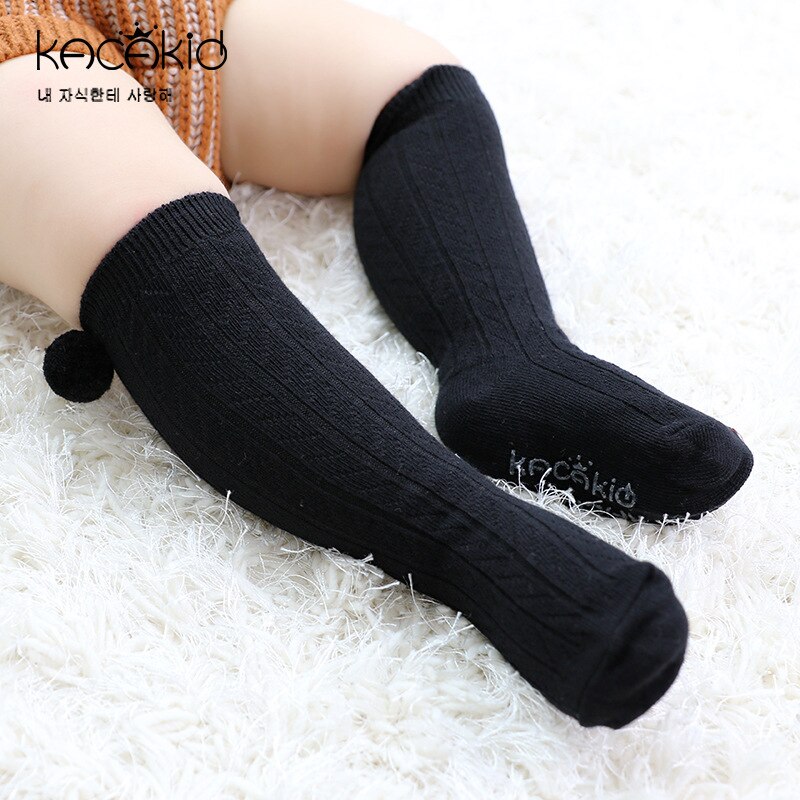 KACAKID Kinderen Baby Hoge Sokken Unisex Baby Kinderen Jongens Meisjes Hoge Sokken Katoen Anti-slip Kids Baby Hoge sokken Ka1263: Black / S