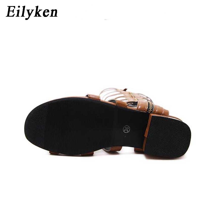 Eilyken Donne di Estate Sandali Open Toe Ginocchio Alti Sandali Stivali Con Cerniera Gladiatore Copertura Tacco Piatto Casual Sandali formato 35-40