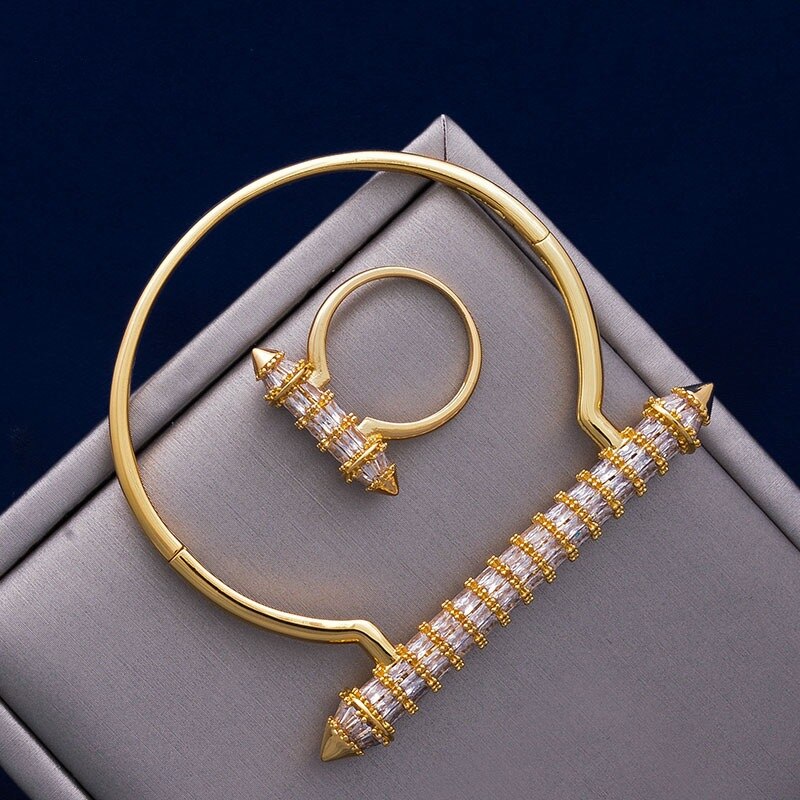 MECHOSEN Luxury Geometric Fine Zircon Sliver Color... – Grandado