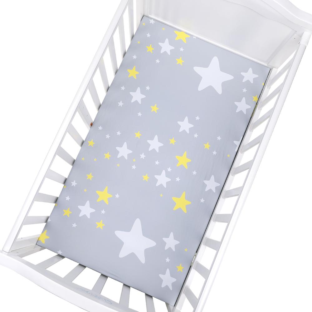 Egmaobaby 100%  bomulds tremmeseng monteret lagen blød babyseng madrasbetræk beskytter tegneserie nyfødt sengetøj til tremmeseng str. 130*70cm: Zld 0005