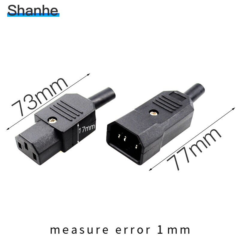 1Set Diy 10A 250V Zwart Iec C13 C14 Vrouwelijke Stekker Rewirable Power Connector 3 Pin Ac socket