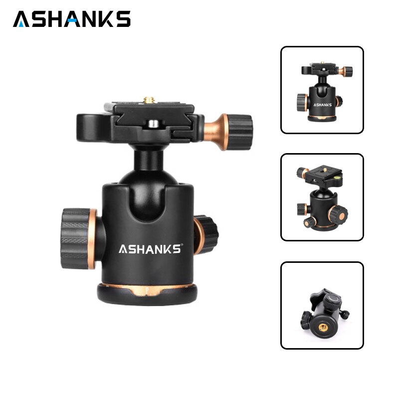 ASHANKS Q02 rótula de bola de trípode para cámara con placa de liberación rápida 1/4 "tornillo de carga máxima 8kg para trípode monopié deslizante