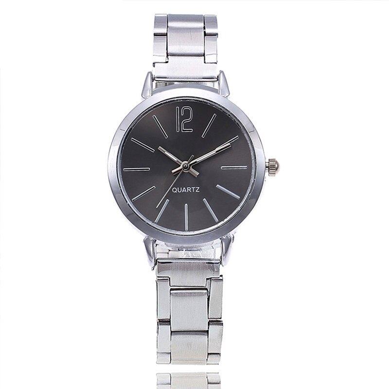 Modern Women Watch Rose Gold Quartz Mesh Stainless Steel Strap Casual Wrist Watch Woman Montre Femme: SilverBlack