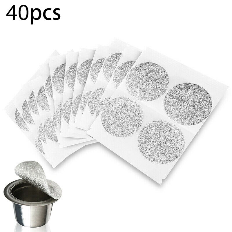 40/60 aluminiumfolie kaffekapslar tätningslock kapslar klistermärke byt ut för att fylla kaffekapslar nespresso 37mm kaffetillbehör: 40 st