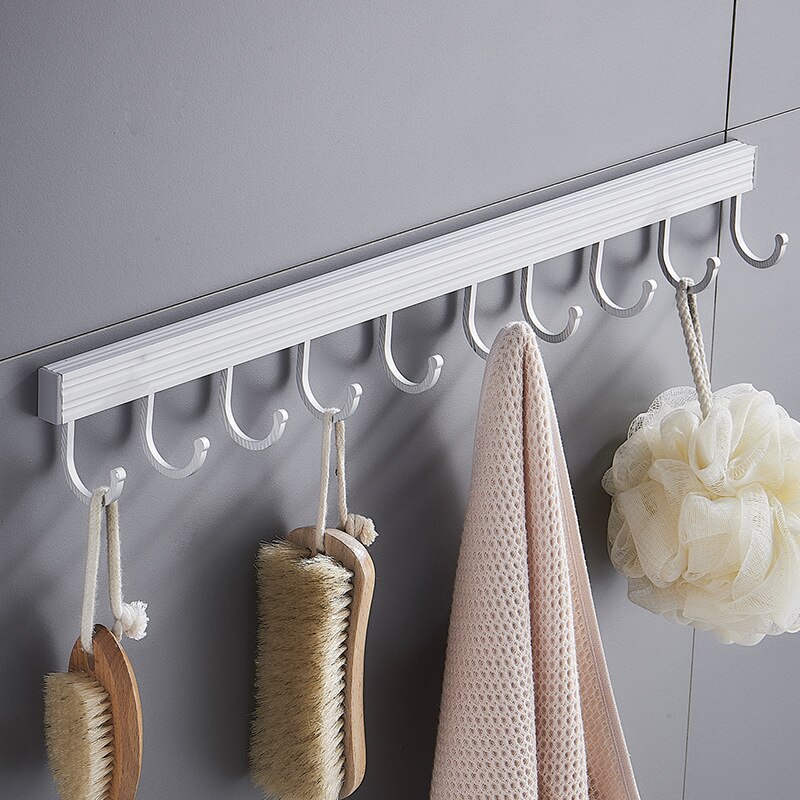 Badkamer Kapstok Muur Gemonteerde Ruimte Aluminium Opslag Hanger Home Kitchen Gratis Punch Lepel Vork Organizer Badkamer Accessoires