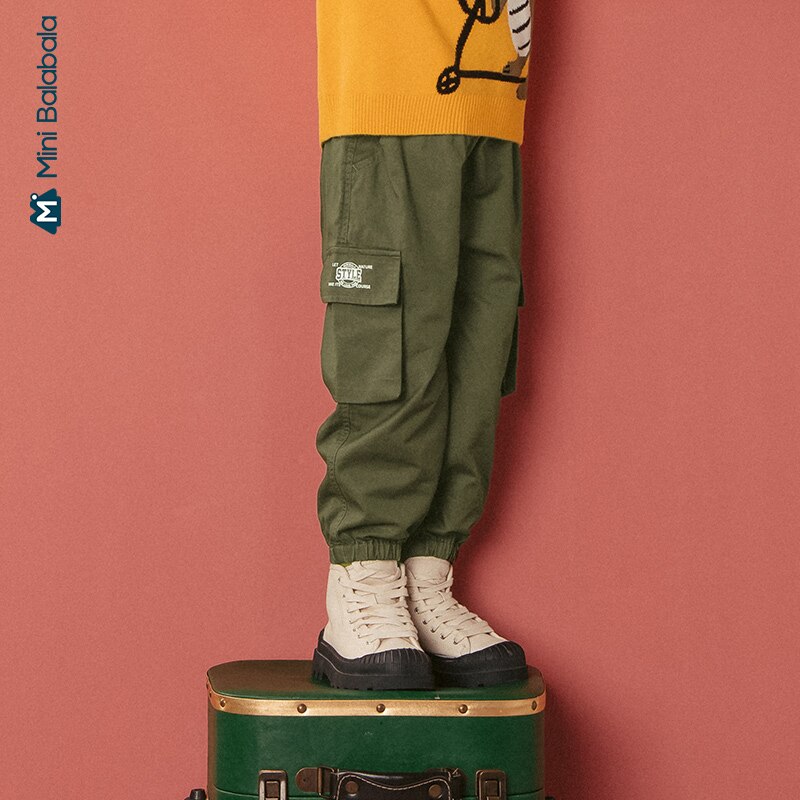 Minibala drenge bukser efterår drenge camouflage bukser multi-pocket arbejdstøj