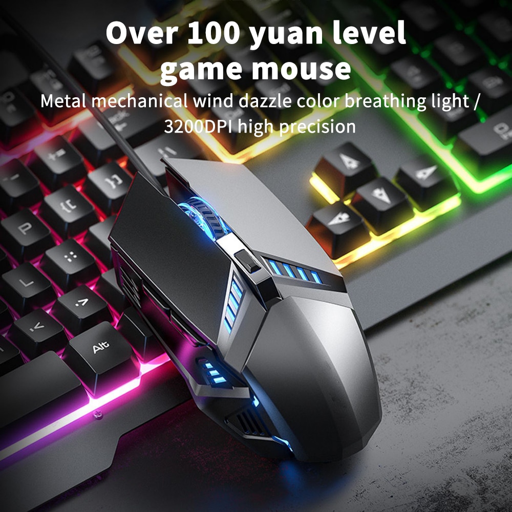 Mechanical Keyboard Set Gaming Keyboard And Mouse Wired Backlight Mechanical Feeling Keyboard Gamer Kit Silent 3200DPI Gaming