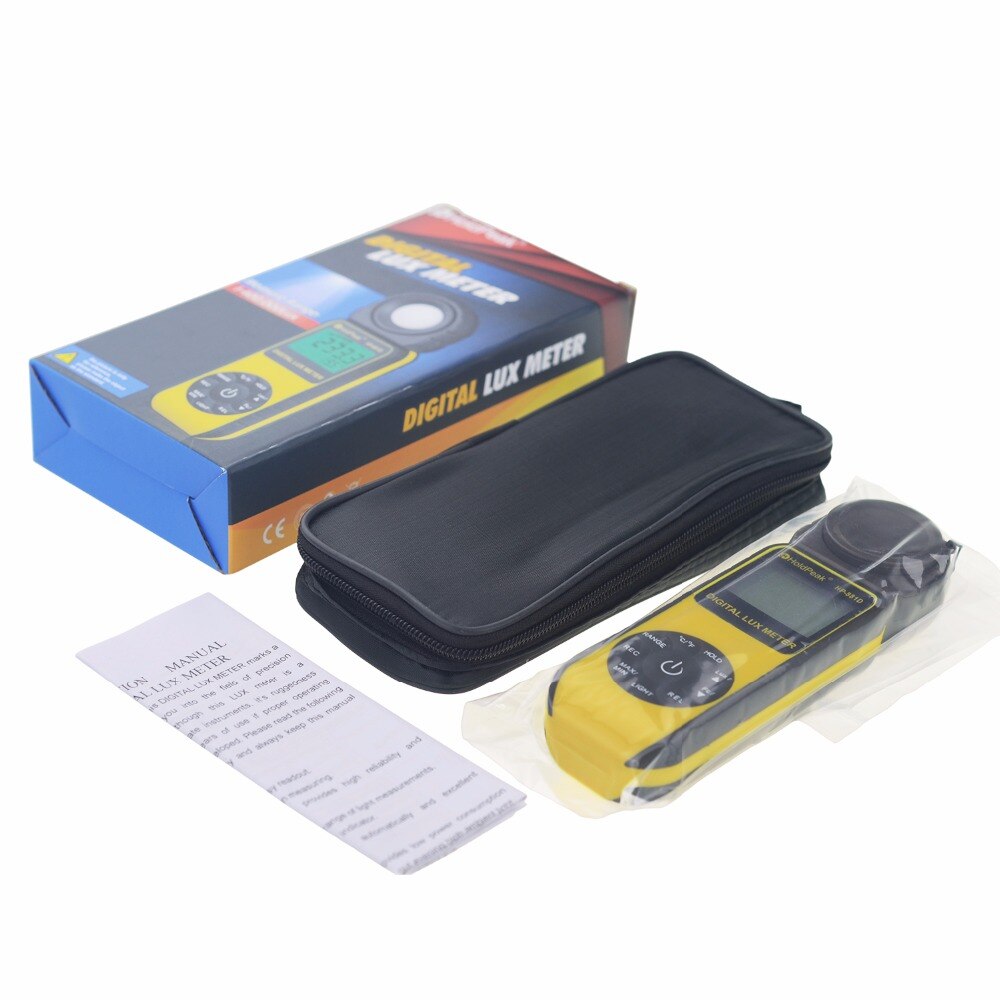 HP-881D Digital Illuminance Light Meter, 0.01~400,000 Lux Foot Candles Luxmeter with 270º Rotated Sensor Light Tester