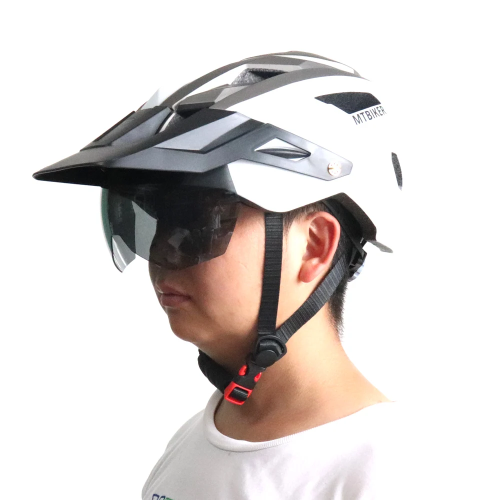 Fietshelm met zonneklep heren fietshelm zonnebril vizier racefiets mountainbike fietshelm