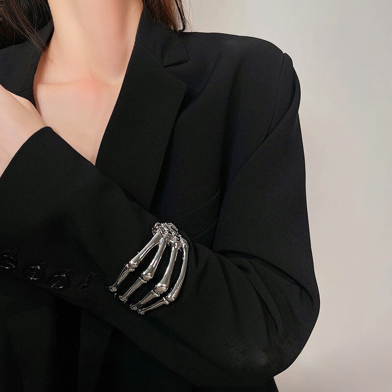 Cuban Link Kette Armband - Punk Gothic Skelett Hand - Verstellbares Manschetten Schmuck für Herren Damen: 1