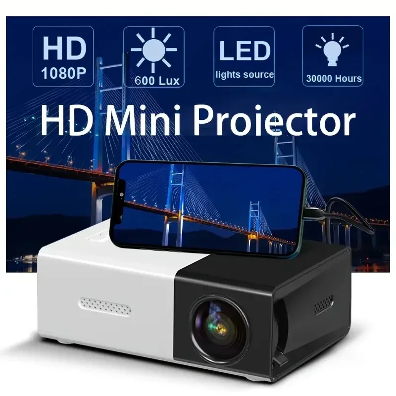 Mini lätt bärbar projektor  yg300 ultra hd hem sovrum vardagsrum projektion hemmabio mobil skärm intelligent