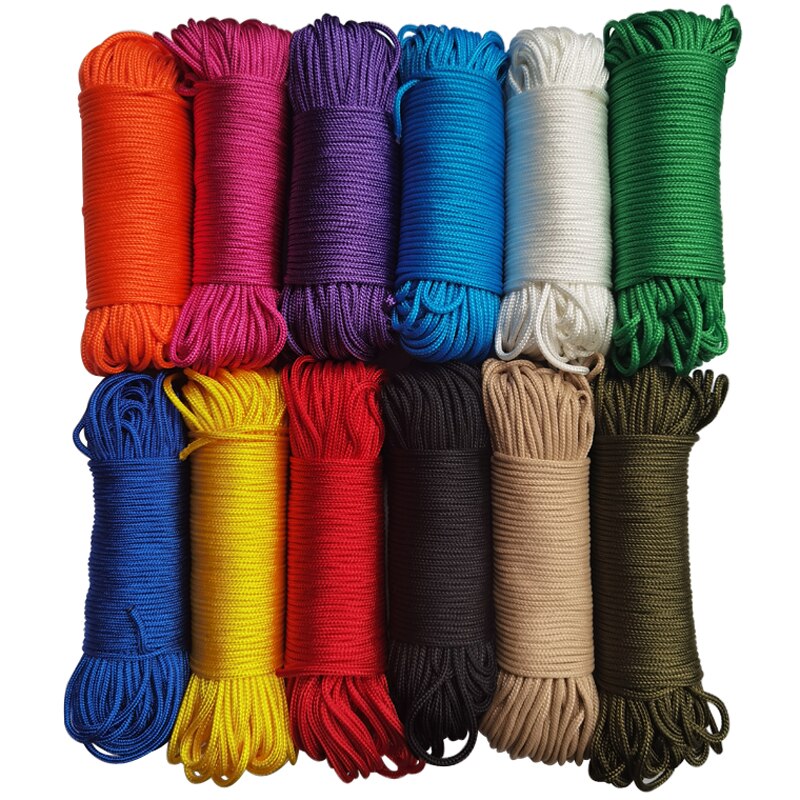 Cuerda de paracaídas de supervivencia, Paracord de 2mm, 5M, 10M, 20M, 30M, un núcleo, cuerda para acampar, escalada, senderismo, pulsera artesanal