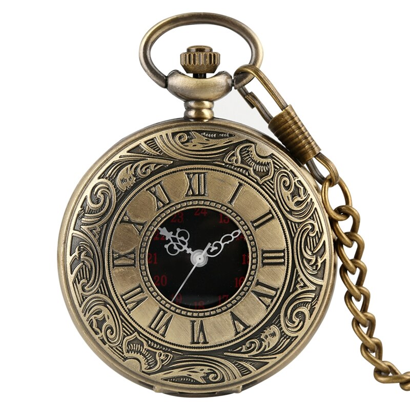 Antique rétro chiffre romain affichage Quartz montre de poche argent or collier pendentif horloge de noël pour hommes femmes: bronze 30cm chain