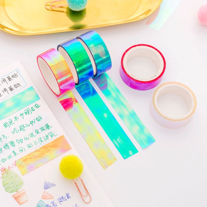 Glitter Regenboog Washi Tape Briefpapier Scrapbooking Decoratieve Plakband Diy Masking Tape