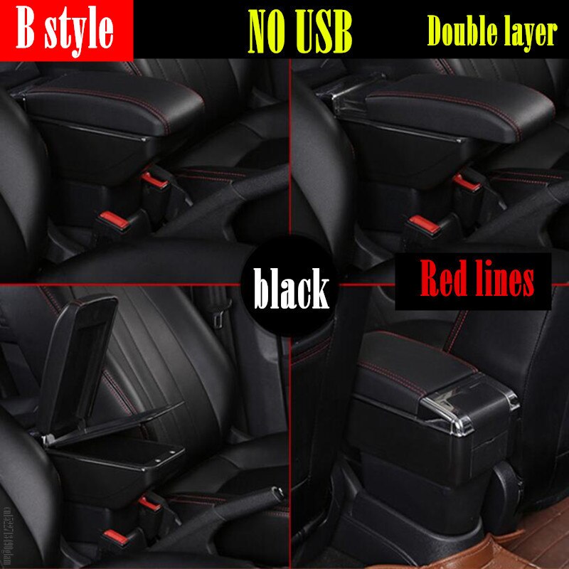 Armrest Box For Suzuki Celerio Armrest In Car Storage Box For Celerio PU Leather: B style red line