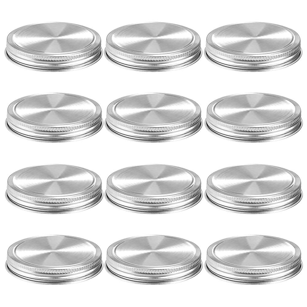12 kpl 70mm 86 mmreusable lasipurkkiin luukut leveäsuiset tiiviisiin tiiviste kansi säilöntäastioiden hopea: 86mm