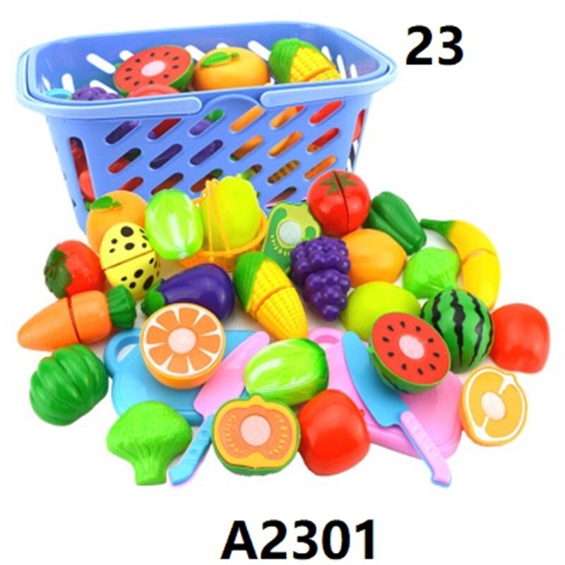 23 pz/set plastica taglio frutta e verdura giocattoli con cestino bambini cucina giocattoli finta gioca giocattoli educativi: 23 pcs with basket