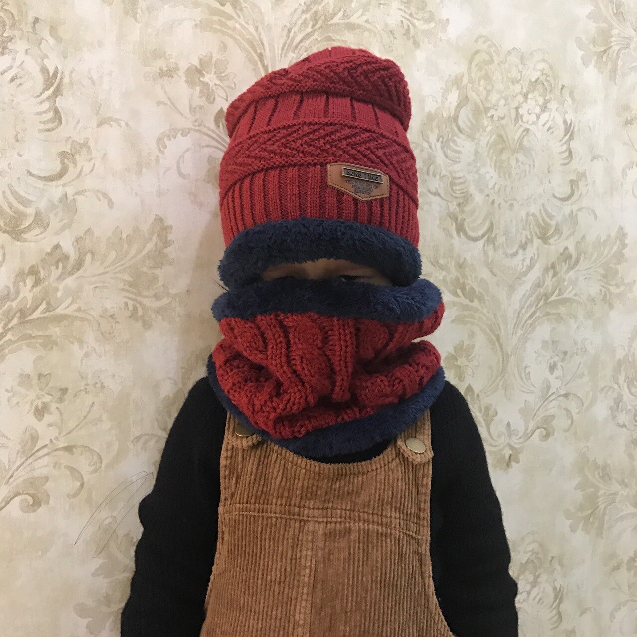 Enfants Hiver Tricoté Bonnet Visage Cagoule Chapeau Garçons Filles