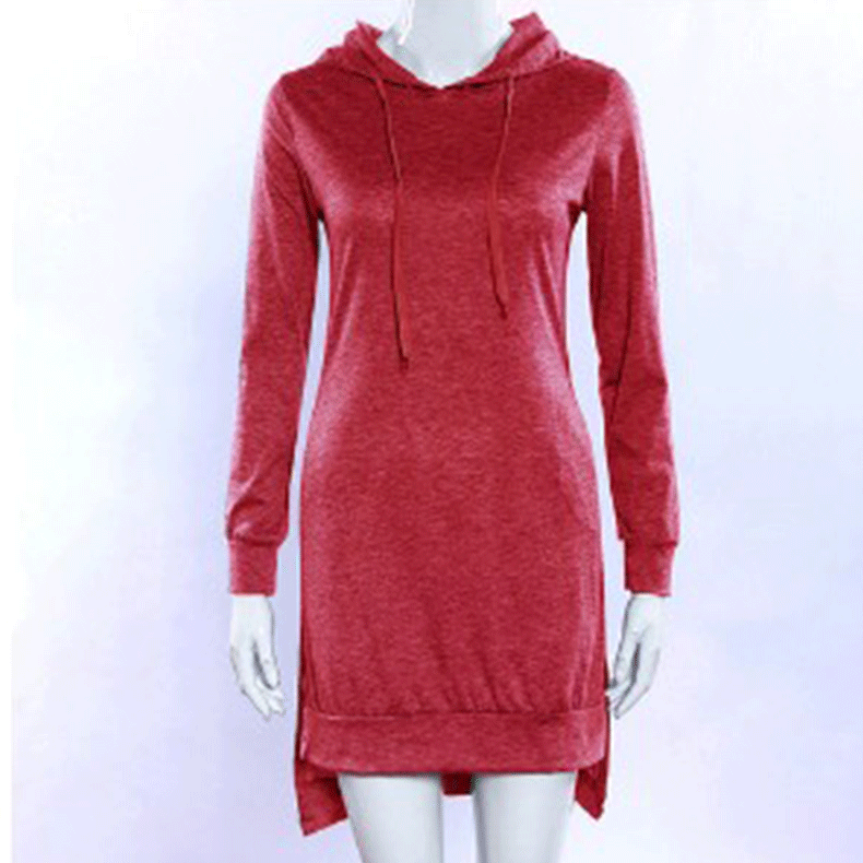 Frauen Herbst Und Winter Lange Sweatshirts Lose Hoodies Weibliche Casual Langarm Pullover Vliese Sport Kleid Hoodie: S / Red