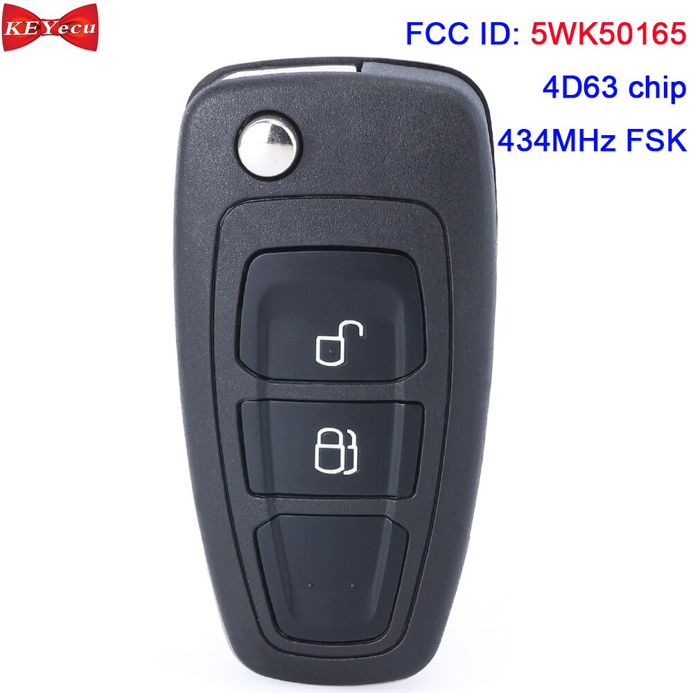 KEYECU 2pcs for Ford Ranger Remote Key Fob 5WK50165 4D63 Chip 434MHz AB3915K601AA AB3915K601AB