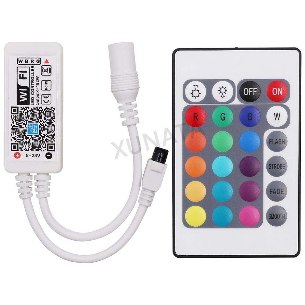 DC9-12V Mini WiFi LED RGB RGBW Controller with 24Key IR Remote Controller for 5050 RGB RGBW LED Strip Light