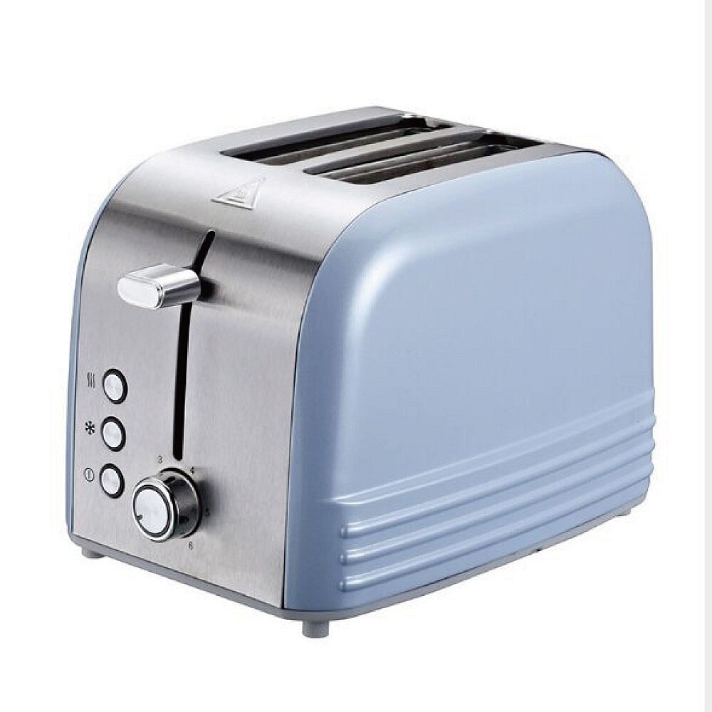 Hjemmebrødrister med dobbelt sidebagning enkel betjening automatisk lave morgenmad brød opvarmning toast opvarmning: Blå