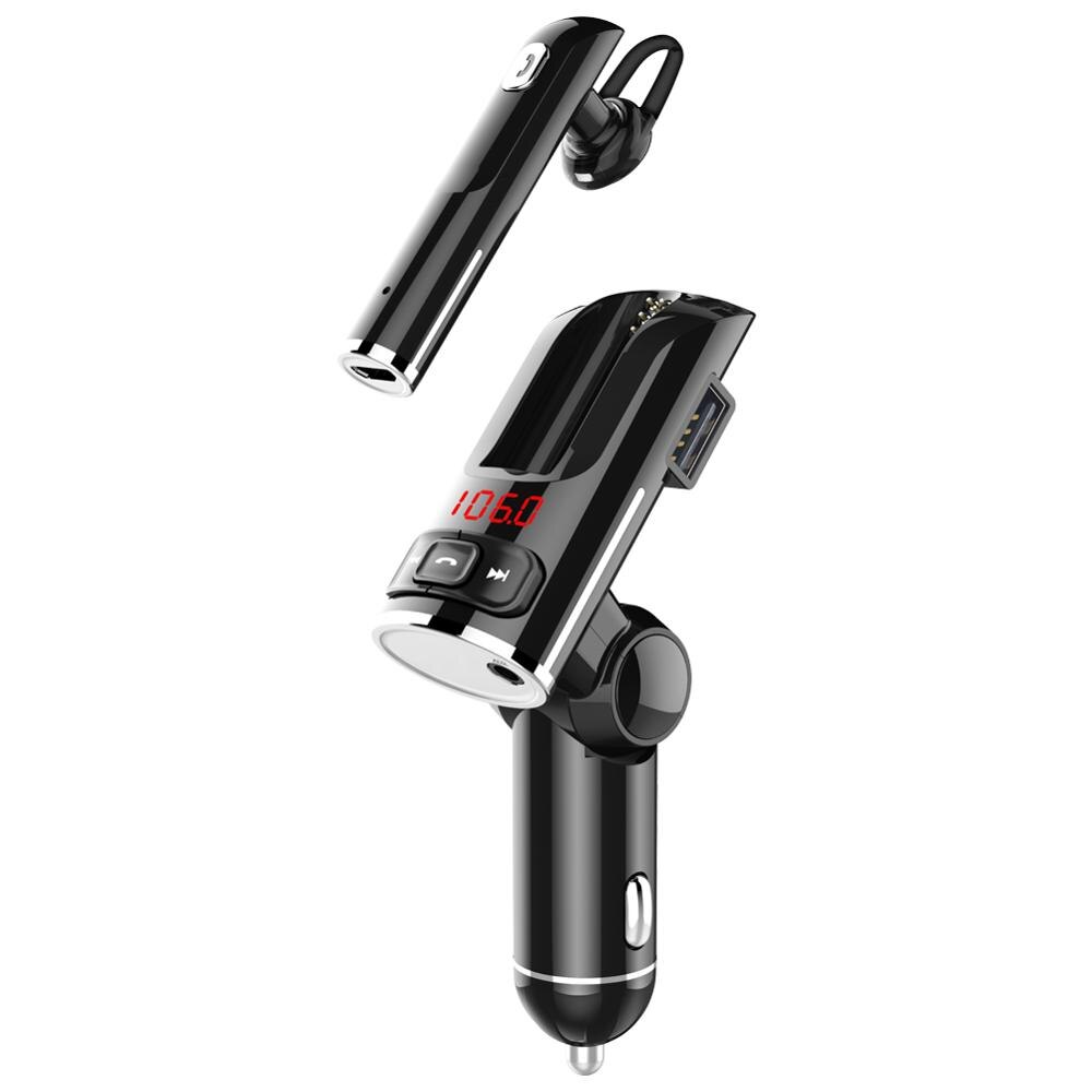 Handsfree Cigarette lighter Bluetooth 5.0 Car Kit FM Transmitter Audio Music Receiver Adapter USB Quick Charger LED Display