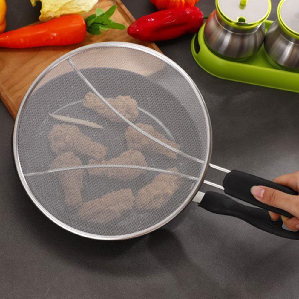 Splash Net Ultrafine Mesh Splatter Screen Frying Pan Grease Guard Shield Stainless Steel With Handle For Most Pots Forceful