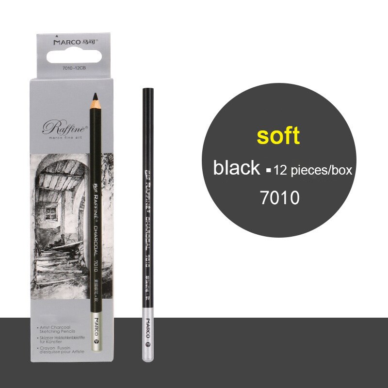 Charcoal Pencil White Charcoal High Light Pen Sketching Pencils Art Supplies Drawing Pencil Soft Medium Hard Charcoal Pencil: Black Soft