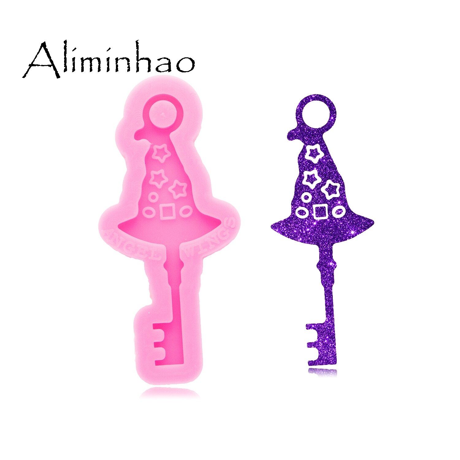 DY0569 Shiny Pumpkin Key Shape Keychain Mould Silicone Epoxy Resin Mold Necklace Jewellery Making: DY0569 Pink