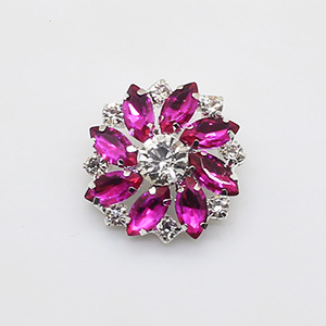 2 piezas 28mm forma de flor Metal brillante diamantes de imitación botones de vidrio DIY costura accesorios de ropa decorativos: Latón envejecido