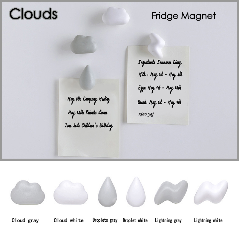 3 Pcs Magnetic Stickers Cloud Refrigerator Stickers Whiteboard Message Magnet 3D Decorative Magnetic Stickers Magnet