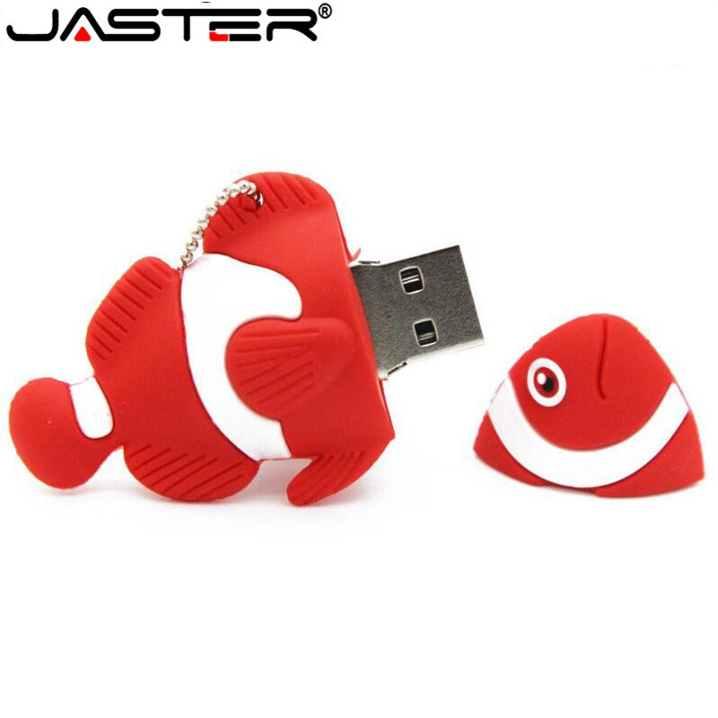 JASTER bella pesce usb flash drive pendrive 64gb 32gb piccolo animale pen drive 16gb di memoria del bastone del fumetto USB 2.0 di trasporto libero