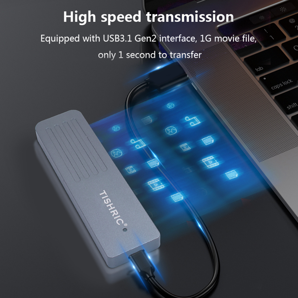 TISHRIC M.2 SSD Enclosure NVMe Protocol NVME PCIE SSD Disk Box Compatible With 2230/2242/2260/2280 M.2 SSD Solid State